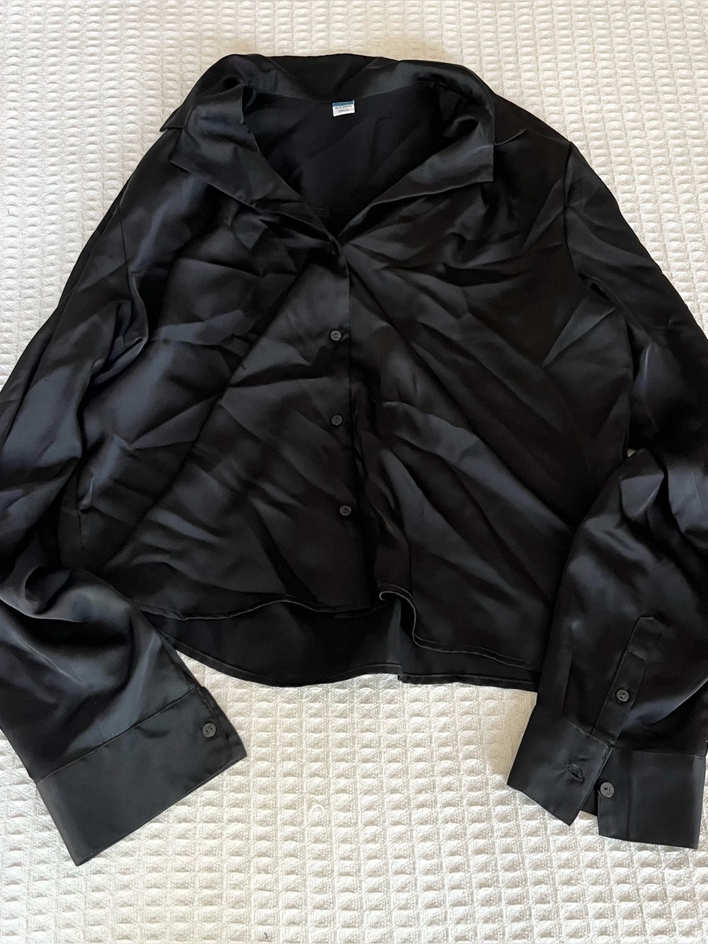Old Navy Black Satin Button-Down Shirt large tall
